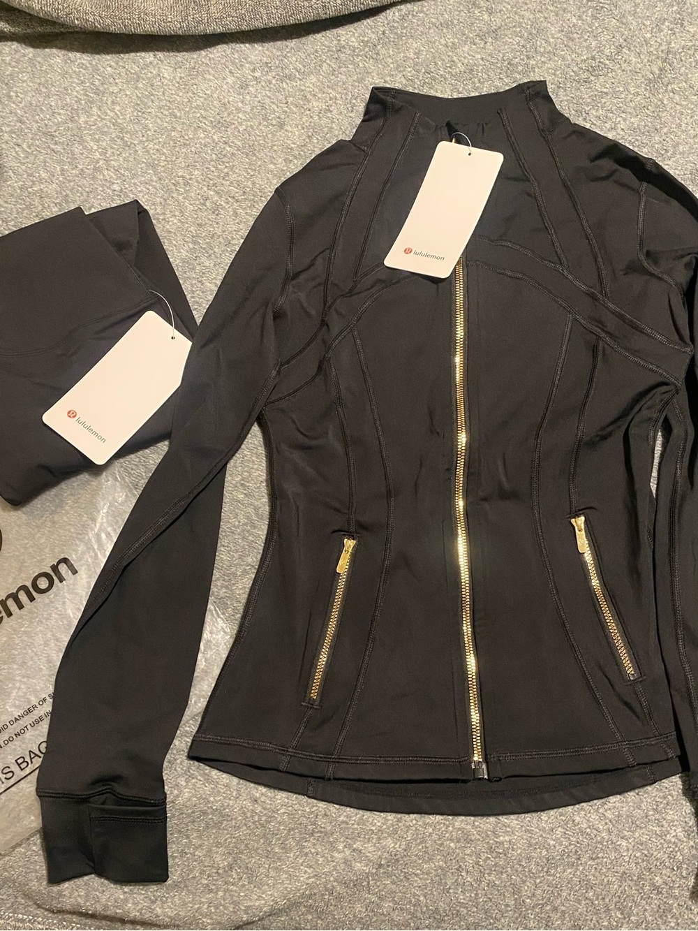 lululemon athletica Black Zip-Front Utility Jacket with Gold Hardware